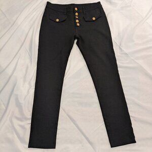 Gilipur Black with Gold Buttons Button Down Stretch Pants Leggings